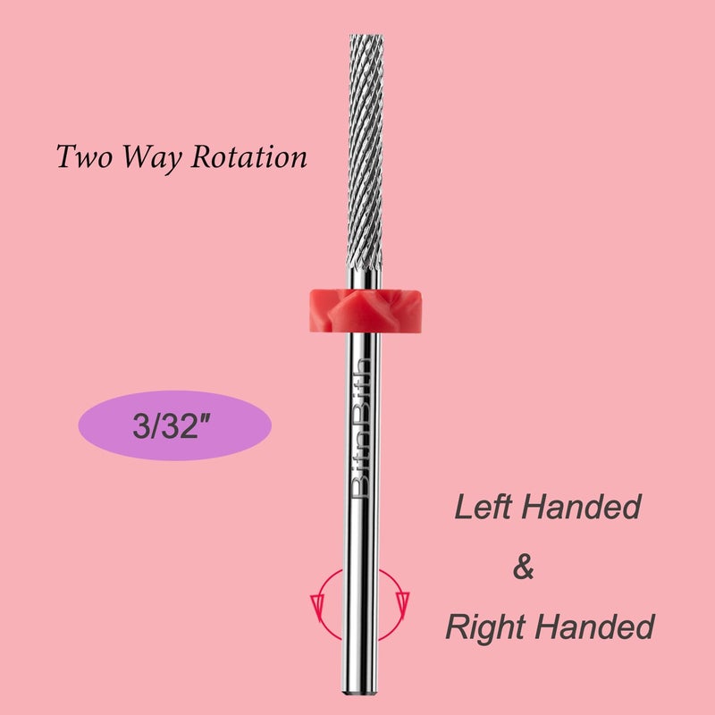 BitnBith Nail Drill Bits Safety Cuticle Nail Buffer Bit 3/32",Tungsten Carbide Professional Drill Bit for Nail Prepare Nail Bed File Dead Skin Cleaning,Manicure 2-Way Rotate For Nail Home Salon,Fine - Image 3